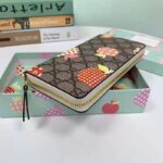 Gucci Unisex Gucci Les Pommes Zip Around Wallet Beige Brown Ebony GG Supreme Canvas - Image 6