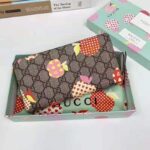 Gucci Unisex Gucci Les Pommes Zip Around Wallet Beige Brown Ebony GG Supreme Canvas - Image 4