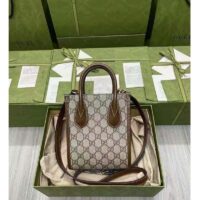 Gucci Unisex Mini Tote Bag with Interlocking G Beige and Ebony GG Supreme Canvas