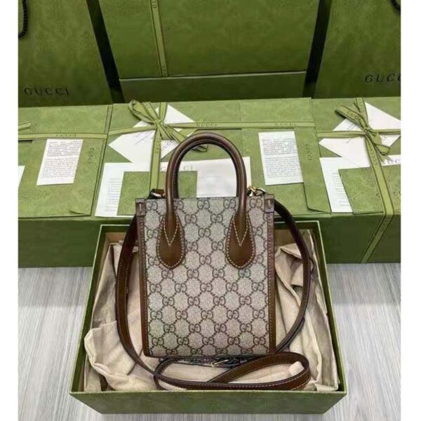 Gucci Unisex Mini Tote Bag with Interlocking G Beige and Ebony GG Supreme Canvas (1)