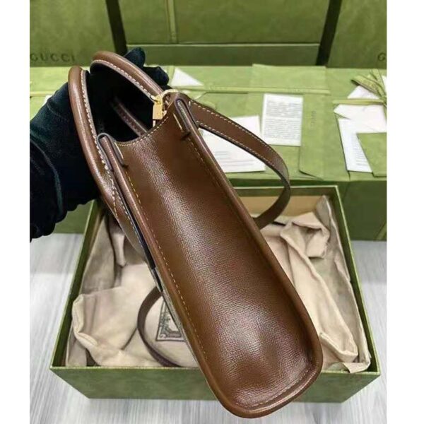 Gucci Unisex Mini Tote Bag with Interlocking G Beige and Ebony GG Supreme Canvas (5)