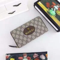 Gucci Unisex Neo Vintage GG Supreme Zip Around Wallet Beige Ebony GG Supreme Canvas