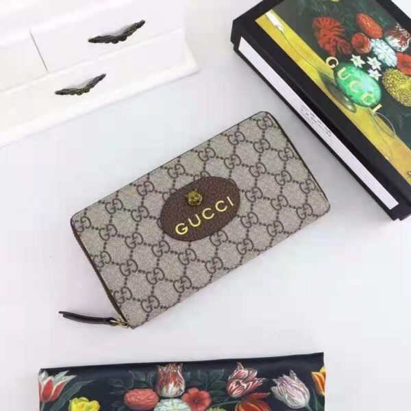 Gucci Unisex Neo Vintage GG Supreme Zip Around Wallet Beige Ebony GG Supreme Canvas (1)