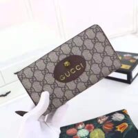 Gucci Unisex Neo Vintage GG Supreme Zip Around Wallet Beige Ebony GG Supreme Canvas