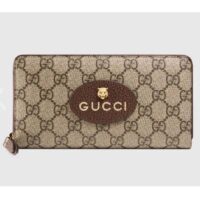 Gucci Unisex Neo Vintage GG Supreme Zip Around Wallet Beige Ebony GG Supreme Canvas
