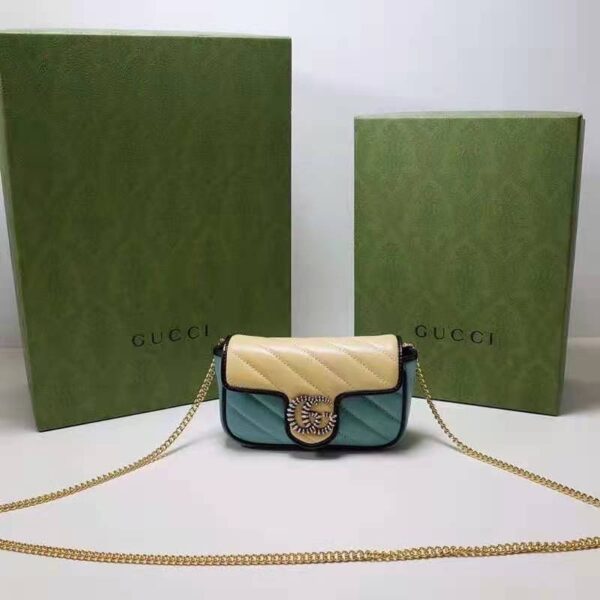 Gucci Unisex Online Exclusive GG Marmont Mini Bag Butter Light Blue Diagonal Matelassé Leather (3)