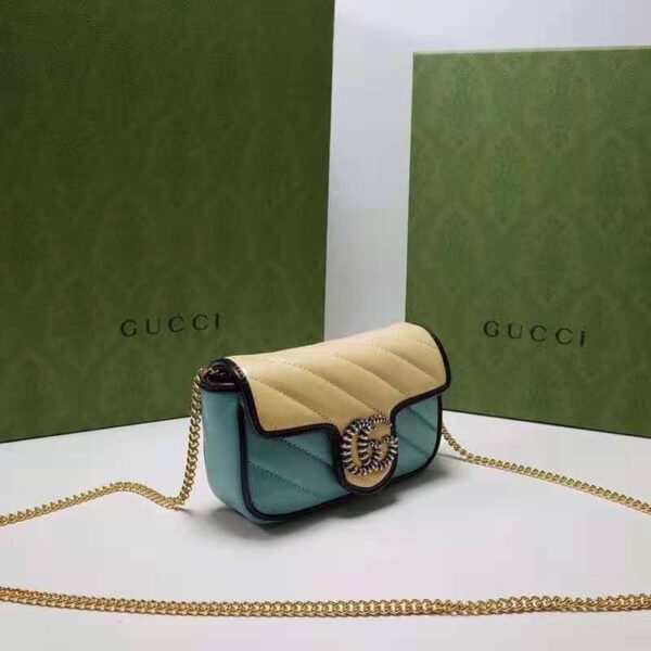Gucci Unisex Online Exclusive GG Marmont Mini Bag Butter Light Blue Diagonal Matelassé Leather (5)