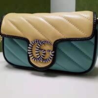 Gucci Unisex Online Exclusive GG Marmont Mini Bag Butter Light Blue Diagonal Matelassé Leather