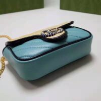 Gucci Unisex Online Exclusive GG Marmont Mini Bag Butter Light Blue Diagonal Matelassé Leather