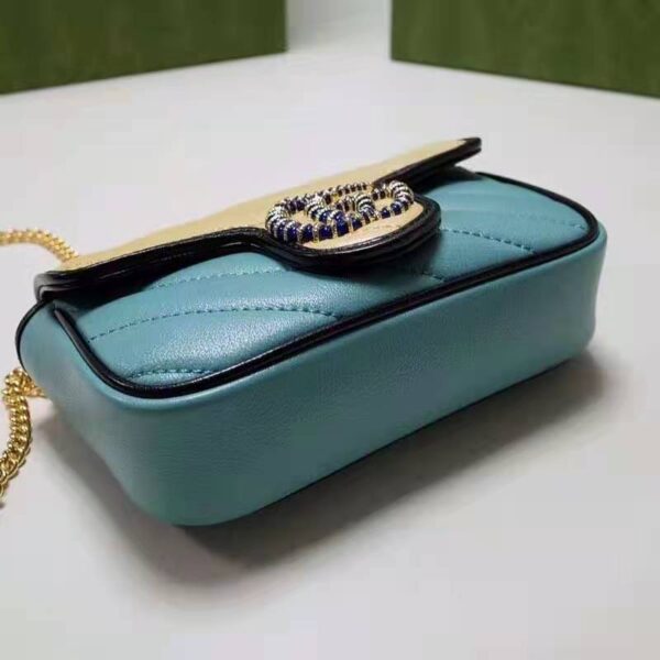 Gucci Unisex Online Exclusive GG Marmont Mini Bag Butter Light Blue Diagonal Matelassé Leather (8)