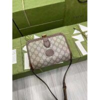 Gucci Unisex Shoulder Bag with Interlocking G Beige and Ebony GG Supreme Canvas