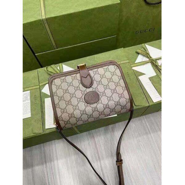 Gucci Unisex Shoulder Bag with Interlocking G Beige and Ebony GG Supreme Canvas (1)