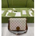 Gucci Unisex Shoulder Bag with Interlocking G Beige and Ebony GG Supreme Canvas - Image 5