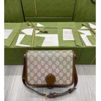Gucci Unisex Shoulder Bag with Interlocking G Beige and Ebony GG Supreme Canvas