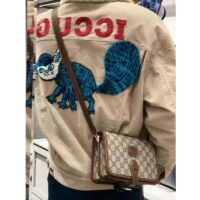 Gucci Unisex Shoulder Bag with Interlocking G Beige and Ebony GG Supreme Canvas