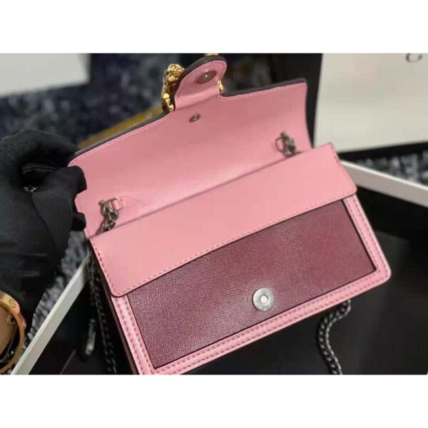Gucci Women Dionysus Super Mini Bag Dark Red Leather with Pink Trim (11)