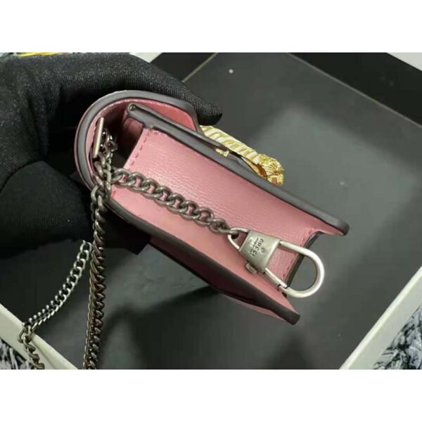 Gucci Women Dionysus Super Mini Bag Dark Red Leather with Pink Trim (6)