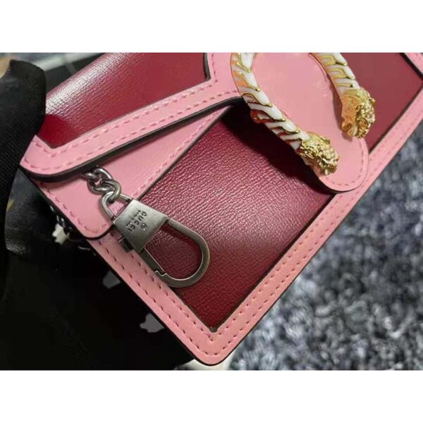 Gucci Women Dionysus Super Mini Bag Dark Red Leather with Pink Trim (8)