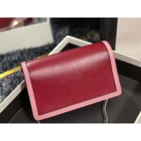 Gucci Women Dionysus Super Mini Bag Dark Red Leather with Pink Trim