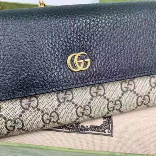 Gucci Women GG Marmont Chain Wallet Beige and Ebony GG Supreme Canvas (4)