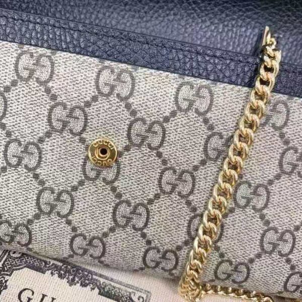 Gucci Women GG Marmont Chain Wallet Beige and Ebony GG Supreme Canvas (8)