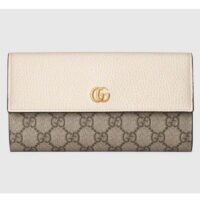 Gucci Women GG Marmont Continental Wallet Beige and Ebony GG Supreme Canvas