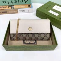 Gucci Women GG Marmont Continental Wallet Beige and Ebony GG Supreme Canvas