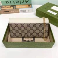Gucci Women GG Marmont Continental Wallet Beige and Ebony GG Supreme Canvas