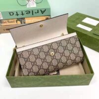 Gucci Women GG Marmont Continental Wallet Beige and Ebony GG Supreme Canvas