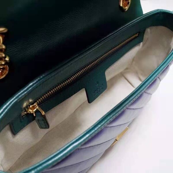 Gucci Women GG Marmont Small Shoulder Bag Blue Diagonal Matelassé Leather (7)