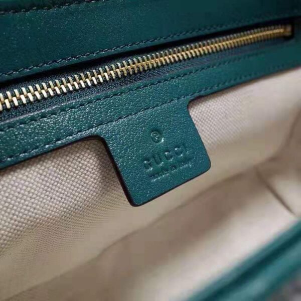 Gucci Women GG Marmont Small Shoulder Bag Blue Diagonal Matelassé Leather (8)