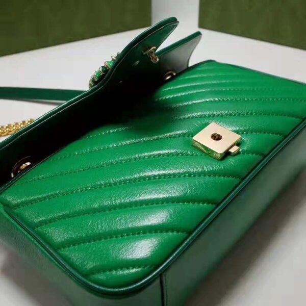 Gucci Women GG Marmont Small Shoulder Bag Bright Green Diagonal Diagonal Matelassé Leather (1)