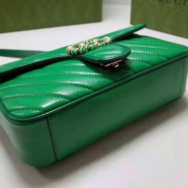 Gucci Women GG Marmont Small Shoulder Bag Bright Green Diagonal Diagonal Matelassé Leather (11)