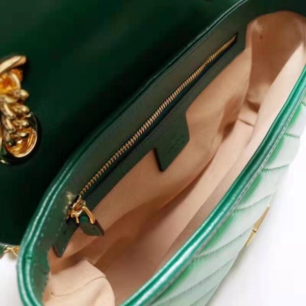 Gucci Women GG Marmont Small Shoulder Bag Bright Green Diagonal Diagonal Matelassé Leather (2)