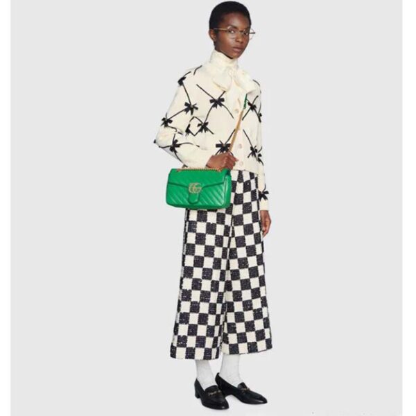 Gucci Women GG Marmont Small Shoulder Bag Bright Green Diagonal Diagonal Matelassé Leather (4)