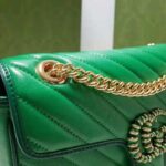 Gucci Women GG Marmont Small Shoulder Bag Bright Green Diagonal Diagonal Matelassé Leather - Bild 10
