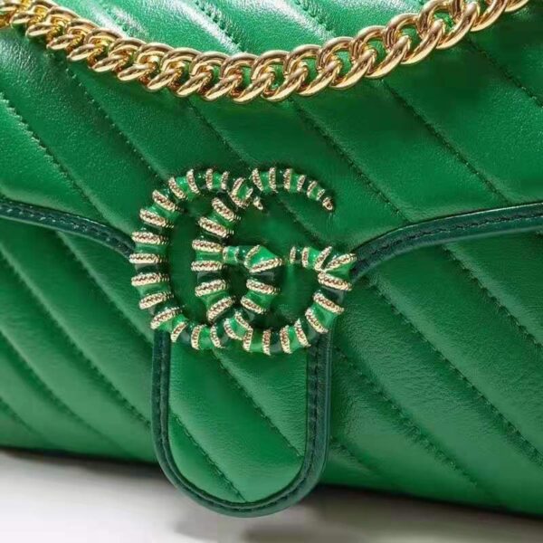 Gucci Women GG Marmont Small Shoulder Bag Bright Green Diagonal Diagonal Matelassé Leather (7)