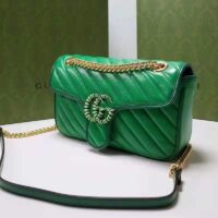 Gucci Women GG Marmont Small Shoulder Bag Bright Green Diagonal Diagonal Matelassé Leather