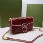 Gucci Women GG Marmont Small Shoulder Bag Dark Red Diagonal Matelassé Leather - Bild 3