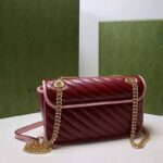 Gucci Women GG Marmont Small Shoulder Bag Dark Red Diagonal Matelassé Leather - Bild 5