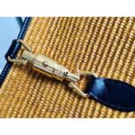 Gucci Women Gucci Camel Straw Effect Fabric with Blue Leather – Image 7