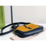 Gucci Women Gucci Camel Straw Effect Fabric with Blue Leather – Image 5