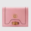 Gucci Women Gucci Diana Card Case Wallet Double G Pink Leather