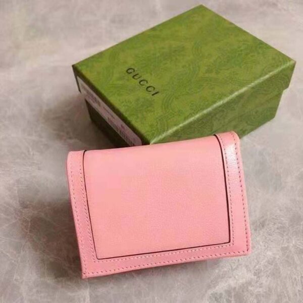 Gucci Women Gucci Diana Card Case Wallet Double G Pink Leather (5)