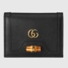 Gucci Women Gucci Diana Card case Wallet Double G Black Leather