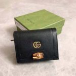 Gucci Women Gucci Diana Card Case Wallet Double G Black Leather - Image 2