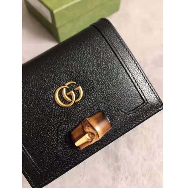 Gucci Women Gucci Diana Card case Wallet Double G Black Leather (5)