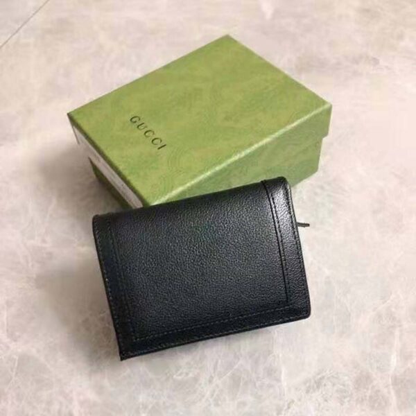 Gucci Women Gucci Diana Card case Wallet Double G Black Leather (6)