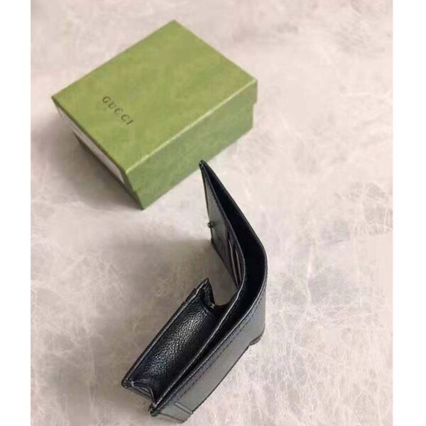Gucci Women Gucci Diana Card case Wallet Double G Black Leather (9)