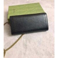 Gucci Women Gucci Diana Chain Wallet with Bamboo Double G Black Leather